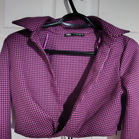 Zara Tops - Zara Women's Purple Houndstooth Blazer